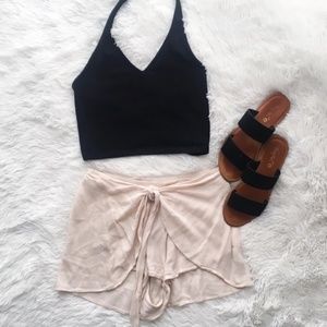Light Pink Wrap Shorts with Tie